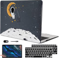 for MacBook Air 13 inch Case 2021 2020 2019 2018 Release M1 A2337 A2179 A1932 Retina Display with Touch ID, Shiny Plastic Hard Shell Case Keyboard Cover Screen Protector, Astronaut Moon