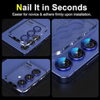 YWXTW Camera Lens Protector for Samsung Galaxy S25 Accessories [1:1 Fit & Ultra Clarity] 9H Tempered Glass Metal Individual Ring Camera Cover Screen Protector for S25, Case Friendly (Navy)