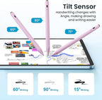 Stylus Pen for iPad(2025-2018),13 mins Fast Charge Pencil with Tilt Sensitivity and Palm Rejection for iPad A16/10/9/8/7/6,Air 13"/11"/M3/M2/5/4/3,Pro 11"/13"/12.9"/M4/M2/M1,Mini 7/6/5, Pink