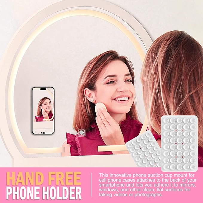 Silicone Double Sided Suction Phone Case Mount, Detachable Hands Free & Strong Grip Holder for Selfies & Videos, Compatible iPhone Android (White, 1Pack)