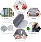 Screen Repair Kit for Windows or Doors Adjustable Fiberglass Screens with Rolling Tool, Screen Retainer Spline and Sliding Door Cleaning Brush (36" x 84", Black)