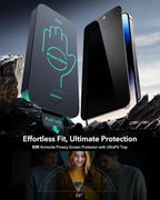 ESR 3 Pack 9H+ Glass for iPhone 14 Pro Privacy Screen Protector, [Military Grade Shatterproof & Longest Durable] Armorite Anti-spy Tempered Glass with UltraFit Tray