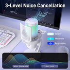 MAONO Wireless Microphone for PC,Gaming Streaming USB Mic with Software AI Voice Change,3-Level Noise Cancellation,Custom EQ,Gain Control for Computer Podcast Recording (DM40 AI Mic, DM40-White)