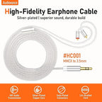 Premium HiFi IEM Cable - Silver-Plated 3.5mm to MMCX Cord, Lossless-Sound in-Ear Monitor Cables for Vibes 201/202, Shure SE215/315/425/535/846-Silver (HC001)