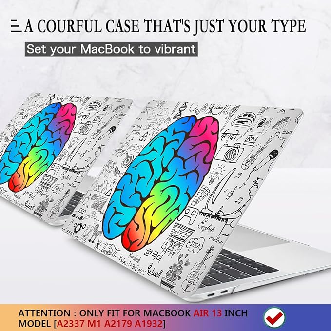 CISSOOK Compatible with MacBook Air 13 inch Case 2021 2020 2019 2018 Release Model A2337 M1 A2179 A1932, Plastic Hard Shell Case Brain Cover for MacBook Air 13 Inch with Touch ID, Great Brain