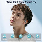 occiam Active Noise Cancelling Ear Buds Bluetooth Headphones Wireless Earbuds 90Hrs Playback Stereo Bass Earphones with Over-Ear Hooks IPX7 Waterproof Earbud for Sports Running Gym Workout Black