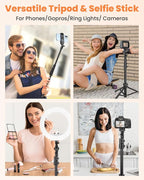 Victiv 71" Phone Tripod, Camera Stand Tripod with Remote and Phone Holder, Sturdy & Stable, Height Adjustable Selfie Stick Mode, Perfect for Selfies Video Recording/Cooking/Vlog/Photo