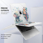 Case for MacBook Air 15 Inch 2025 2024 2023 Release M4 A3241 M3 A3114 M2 A2941, Hard Shell with Screen Protector & Keyboard Cover, Compatible with Touch ID - Elephant & Giraffe