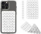 Silicone Double-Sided Suction Phone Grip Detachable Mount - Car Dashboard/Shower Phone Holder, Hands-Free For Selfies & Videos, TikTok, ASMR, Yoga - iphone & Android Compatible (3.94"x2.5",White)