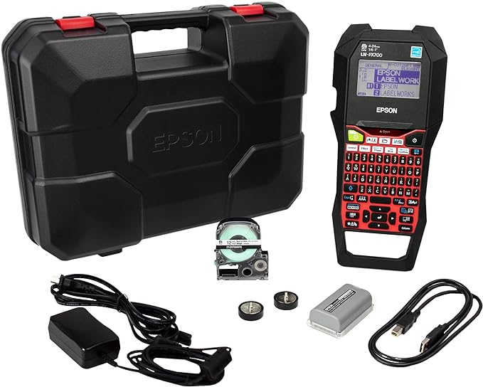 LABELWORKS Epson LW-PX700PCD Industrial Label Maker Kit - Complete Kit with Accessories, Compatible with Large Variety of Tape Types, Portable Handheld Label Printer