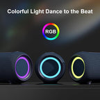 Passau Portable Bluetooth Speakers 40W Peak Loud Stereo Sound, Passive Radiators-Deep Bass, All Day Playtime, Adjustable Strap, BT5.3, IPX5 Wireless Speaker RGB Lights for Indoor Outdoor-Blue