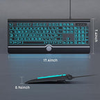 Large Print Backlit Computer Keyboard, USB Full Size Wired Keyboards with 7-Colors Backlight, Wrist Rest, Light Up Keyboard for Windows, PC, Laptop - Easy to See, Easy to Setup