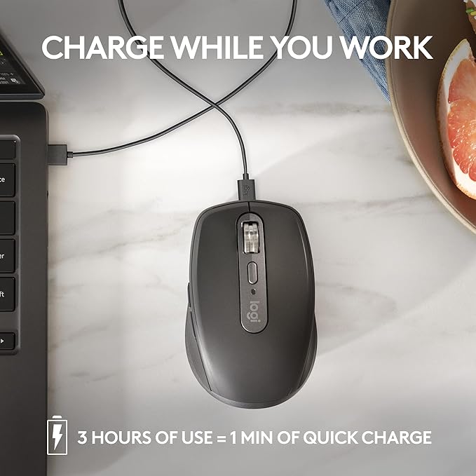 Logitech MX Anywhere 3S Compact Wireless Mouse, Fast Scrolling, 8K DPI Any-Surface Tracking, Quiet Clicks, Programmable Buttons, USB C, Bluetooth, Windows PC, Linux, Chrome, Mac - Rose