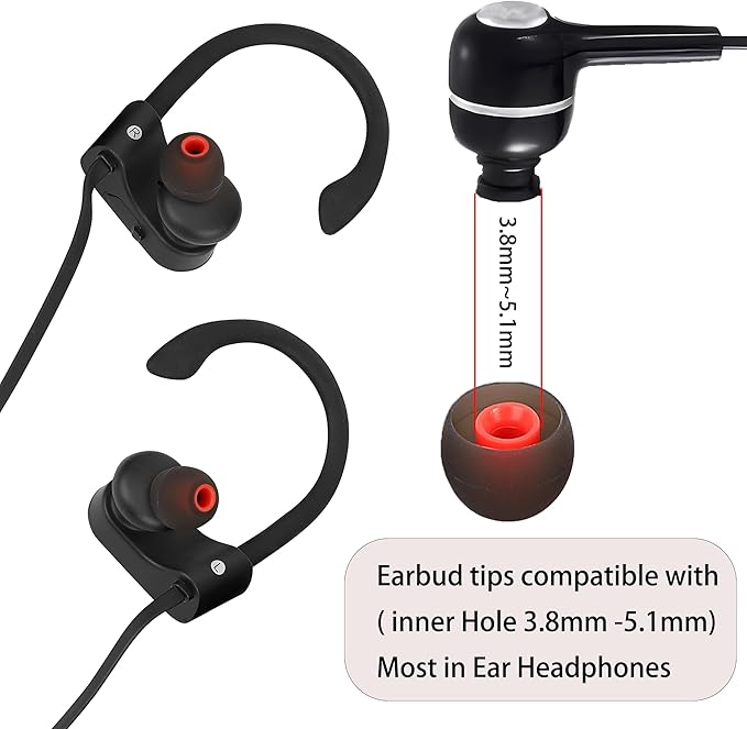 Silicone Earbud Tips Replacement Ear Tips Earbud Covers Fit Most in-Ear Earbuds(Inner Hole 3.8mm -5.1mm) Headphone Earbud Rubber Tips9 Pairs S M L