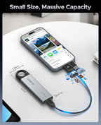 ORICO 256GB External SSD Up to 1050MB/s, Hanging Hole Design Portable Solid State Drive, USB C&A 2 in 1 Cable, Reliable Storage for Type-C Smartphone, Tablets, Laptops - C10