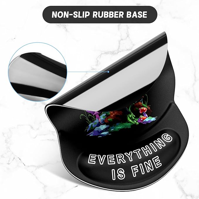 ITNRSIIET Ergonomic Mouse Pad with Gel Wrist Support Small Wrist Rest Smooth Surface Non-Slip PU Base Comfortable Office Supplies Pain Relief, 8.7 x 7.2 inches, Unhappy Frog