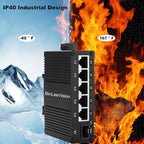 Industrial Mini Gigabit Ethernet Switch 5-Port RJ45 10/100/1000BASE-T+1-Port SFP Slot,Unmanaged Network Switch,Network Hub,Dinrail Mount or Wall-Mount,Plug & Play,Fanless (5 RJ45+1 SFP)