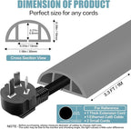 Floor Cord Cover Self Adhesive Cord Hider,3.3FT Cable Management, Extension Strip Protector for Wires, Prevent Cable Trips for Offices, Gyms, Exhibitions Cavity:0.39"(W) x 0.27"(H) Gray