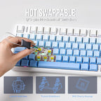 EPOMAKER X Aula F99 PRO Wireless Gaming Keyboard with 8000mAh Battery, Hot Swappable Creamy Keyboard, 2.4GHz/Type-C/BT5.0, NKRO, RGB Backlit for Win/Mac/Gaming (Blue Gradient)