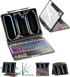 SIBEITU Keyboard Case for iPad Pro 11 Inch M5 2025 /M4 2024, Clear Wireless 360 Rotatable iPad Pro11 Cover, Multi-Touch Trackpad & Visible PCB High-Tech Design, 7-Color Backlight & 3-Brightness, Black