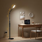 Ring Light with Stand, 15W Dimmable Zoom Lighting for Computer, Home Office, Reading, Video Calls, 66 Inches Floor Lamp with Flexible Swing Arm, AC Plug, Remote, Memory & Timer CRI >95