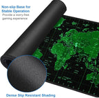 Large Gaming Mouse Pad, 31.5x15.7 inch Large Extended Computer Keyboard Mouse Mat, Water Resist Non-Slip Mousepad Rubber Base Long XXL Desk Mouse Pad for Work & Gaming, Office & Home, Green Map