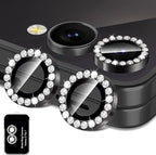 for Samsung Galaxy Z Flip 7 Camera Lens Protector, Individual Metal Ring Tempered Glass Lens Cover, [Strong Adsorption] Scratch Resistant Ultra-Thin HD Clear Lens Cover, 1 Set-Black Diamond
