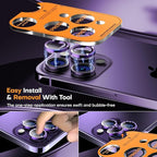 Camera Lens Protector for iPhone 16 Pro Max/16 Pro/15 Pro Max/15 Pro/14 Pro Max/14 Pro, Sapphire Glass Metal Individual Camera Cover Screen, Anti-drop, Case Friendly- Glitter Deep Purple