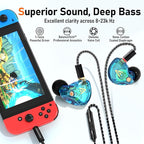 Vibes 202M Wired Earbuds - HiFi in Ear Monitor Headphones - Noise-Isolating Ear Buds w/ Mic - Clear Sound, Deep Bass & Comfort-Fit Gaming Earphones - MMCX to 3.5mm & Silver Plated Cord, Carrying Case