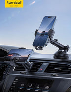 Lamicall Car Phone Holder Mount [3-in-1 Military-Grade Suction Cup] 360° Rotation Phone Holders for Your Car [Metal Hook] Cell Phone Car Mount Dashboard Vent Windshield for iPhone 16 All Smartphone