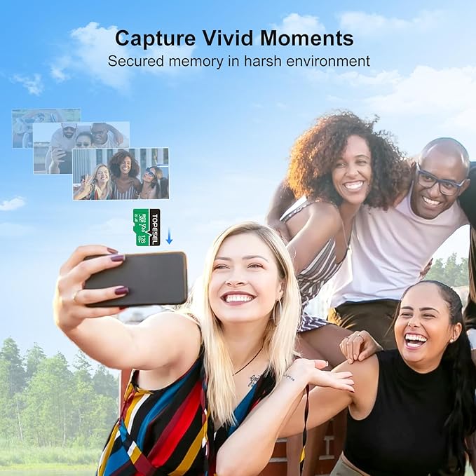 TOPESEL Micro SD Card high Speed 90mb per Second TF Card 4K Recording Memory Card with Adapter (3 Pack, 128, GB)