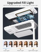Phone Stand for Recording, Overhead Phone Mount with Light, Selfie Stand,Portable,Extendable,360° Rotate,Adjustable,Wireless Remote,Rechargeable, for 3.5-6.9" Phones, Live Streaming, White