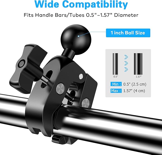 Treadmill Tablet iPad Holder, Aluminum Indoor Exercise Bike Handlebar Mount Clamp for Stationary Elliptical Bicycle Peloton Spin Bike Stroller, Compatible with 4.7"-12.9" Tablets/iPad/Phones
