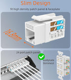 Rapink RJ45 Keystone Jack Cat6 10G Support, Keystone Jacks UTP 25 Pack for Wall Plate and Patch Panel, Rj45 Keystone 90 Degree White Color for Cat6, Cat5e, Cat5 Cabling