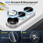 for Samsung Galaxy Z Fold 7 Camera Lens Protector, Individual Metal Ring Tempered Glass Lens Cover, [Strong Adsorption] Scratch Resistant Ultra-Thin HD Clear Lens Cover, 1 Set-Blue Sparkly