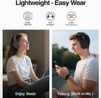 MIDOLA Bluetooth Headphones Over Ear 68H Playtime 6 EQ Wireless Headset with Microphone HiFi Stereo Foldable Lightweight Deep Bass for Travel Home Office Cellphone Black