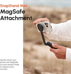 ShiftCam SnapStand Max – Magnetic Selfie Stick & Tripod – Compact, Foldable & Extendable with Tilt Head and Magnetic Bluetooth Remote (Stone, SnapStand Max)
