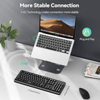 TECKNET Wireless Keyboard, 2.4G Silent Full-Size USB Keyboard with Number Pad, Ergonomic Keys & Foldable Feet, Compatible with Laptop, PC, Desktop, Surface, Windows 11/10/8/7 – QWERTY US Layout, Black