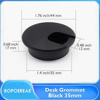 Desk Grommet 1-3/8" (35 mm), Desk Cord Hole Cover, Cable Grommet ABS Plastic, Desk Hole Grommet for Office and Home Table Cable, Detachable Cable Cord Organizer (Black 8 Pcs)