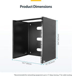 StarTech.com 14U Wall Mount Network Rack, 14 in Deep (Low Profile), 19" Patch Panel Bracket for Shallow Server, IT Equipment, Network Switches, 77lbs/35kg Weight Capacity, Black (RACK-14U-14-BRACKET)