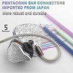 BASN Bmaster5 in Ear Monitors, 1DLC Diaphragm+4BA 5 Drivers IEM Earphones with Silver-Plated OFC Cable, Noise Isolation Wired Earbuds for Musicians (Silver)