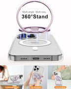 EWA MagOne 3rd Gen [Compatible with MagSafe] Phone Grip Stand with Finger Strap, Removable Magnetic Ring Holder Kickstand Loop for iPhone 16,15, 14, 13, 12 Series-(Purple)