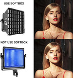 GVM RGB Photography Lighting Kits with 2 Softboxes, 680RS 50W Studio Lights with Bluetooth Control, 2 Packs Video Light with 18 Lighting Scenes, led Panel Lights for Video Recording, 8500lux/0.5m
