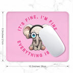 ITNRSIIET Mouse Pad with Stitched Edge Premium Textured Smooth Precise Operation Waterproof Washable Non-Slip Rubber Base Desktop Protection Mat, 10.2×8.3×0.12 inches, Pink Pretty Elephant
