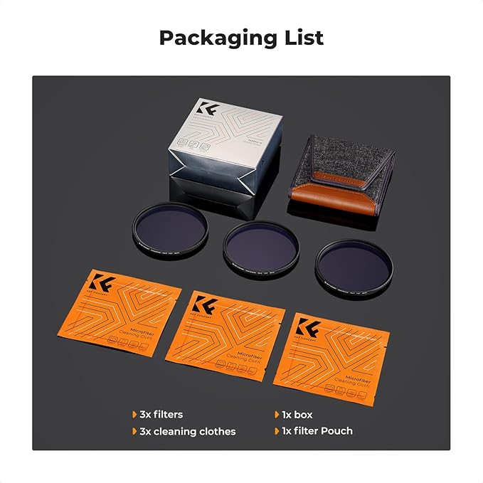 K&F CONCEPT 72mm Star Filters Kit (3pcs) 4 Points 6 Points 8 Points Cross Screen Starburst Filters Set -18 Layer Coating Ultra Slim Optical Glass Camera Lens Filter with 3 Cleaning Cloth