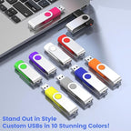 ABLAZE Custom Flash Drive 256MB 100 Pack, Personalized USB Drives Custom USB 2.0 Thumb Drives 100 Pack Memory Stick (Mixcolors)