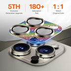 Camera Lens Protector for iPhone 16 Pro Max/16 Pro/iPhone 15 Pro Max/15 Pro/iPhone 14 Pro Max/14 Pro, Aluminum Alloy Sapphire Glass Camera Screen Cover, Case Friendly- Glitter Colorful