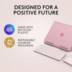 Logitech Casa Pop Up Desk Kit - Adjustable Laptop Stand for Desk, Wireless Keyboard & Touchpad, Bluetooth, USB C Charging, Bohemian Blush, Pink