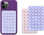 Silicone Double-Sided Suction Phone Grip Detachable Mount - Car Dashboard/Shower Phone Holder, Hands-Free For Selfies & Videos, ASMR- iphone & Android Compatible (Large, Baby Pink+Purple)