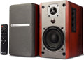 SINGING WOOD BT27 Active Powered Bluetooth Bookshelf Speakers for Studio Monitor TV Computer Turntable - 60 Watts - Wood Grain Finish (Walnut)